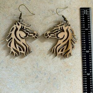 Handmade wood earrings for horse lovers